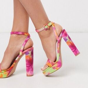 Jessica Simpson Pink and Orange Floral Heels